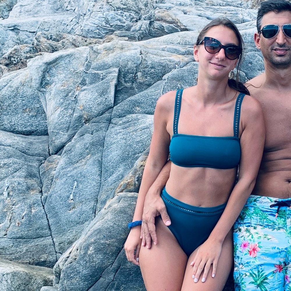 Shade & Shore Green Two piece high waisted Bikini. Size S